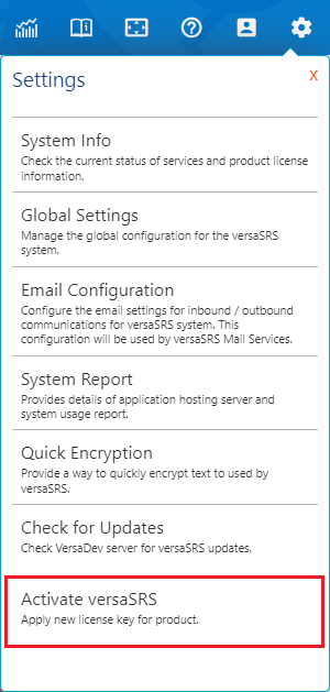 Activate versaSRS Menu Option