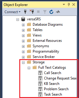 versaSRS Database Full Text Catalogs versaSRS Database Full Text Catalogs