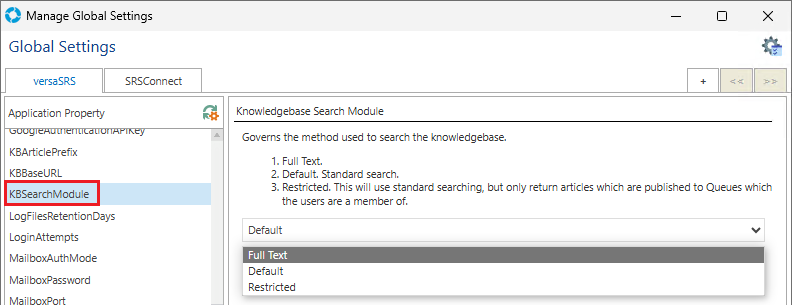 Global Setting KBSearchModule Global Setting KBSearchModule