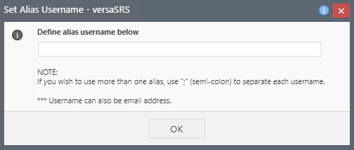 Set Alias Username window