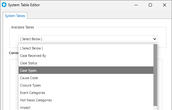 System Table Editor
